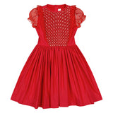 Camelia Red Cotton Smocked Dress