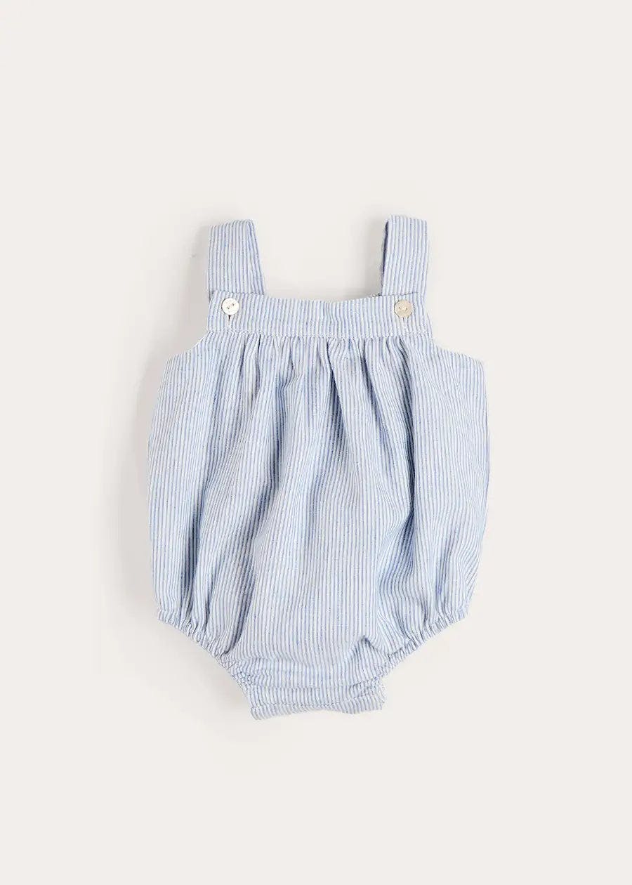 Alexander Stripe Sleeveless Button Detail Romper in Blue (3mths-2yrs)