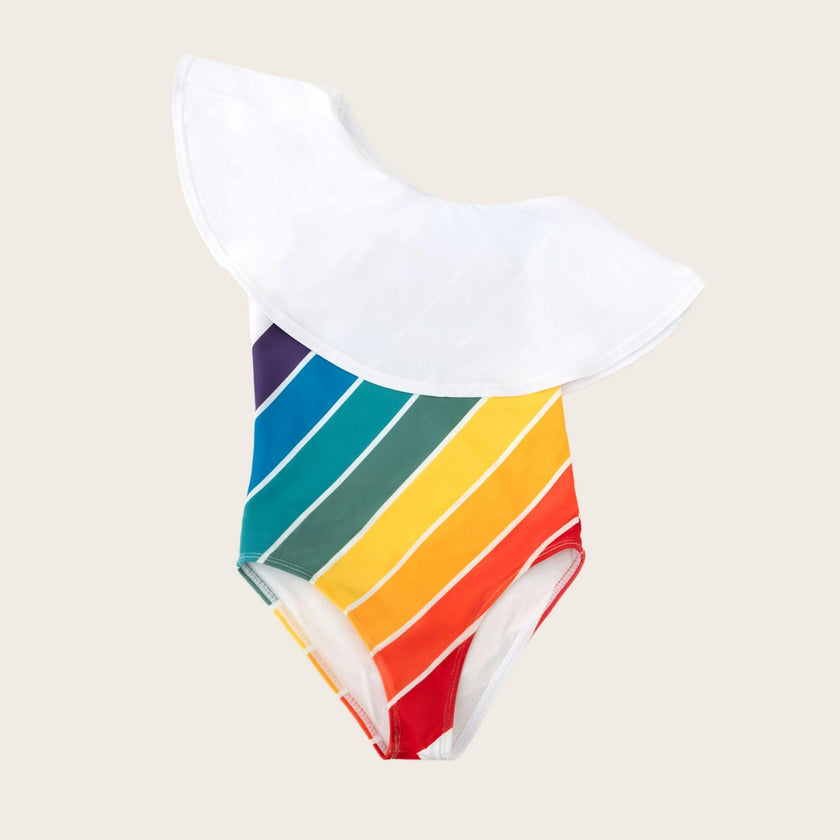 Forever Summer Rainbow One Shoulder Ruffle