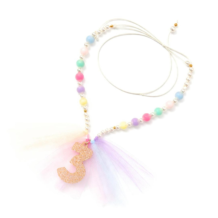 Number 3 Gold Glitter Necklace