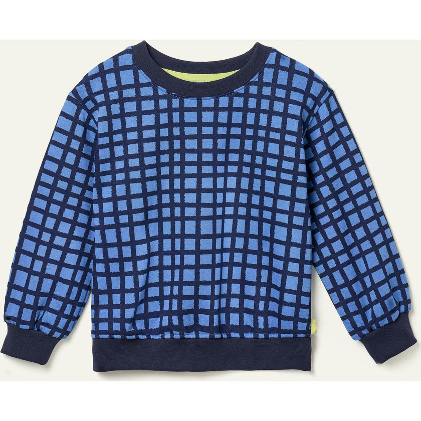 Recycled Cotton Blue Grid Sweatshirt