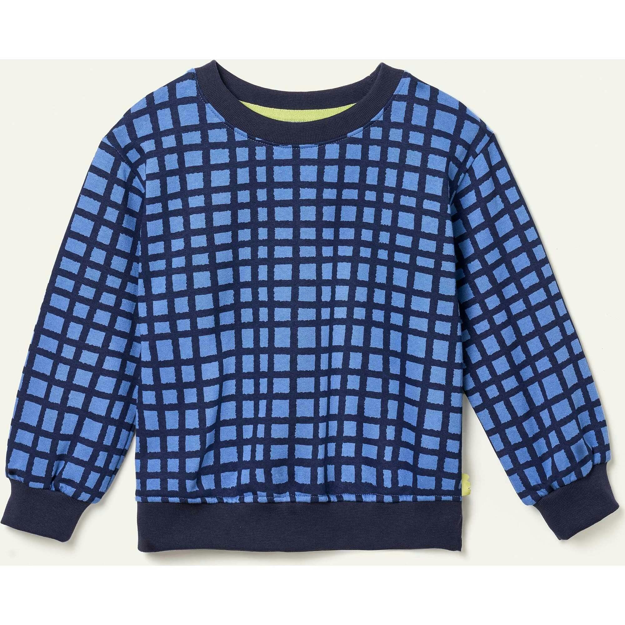 Recycled Cotton Blue Grid Sweatshirt
