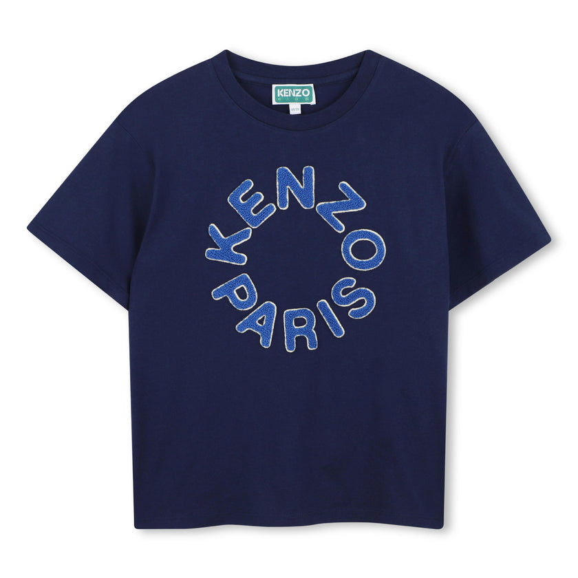 Medieval Blue Paris Embroidered Logo Tee