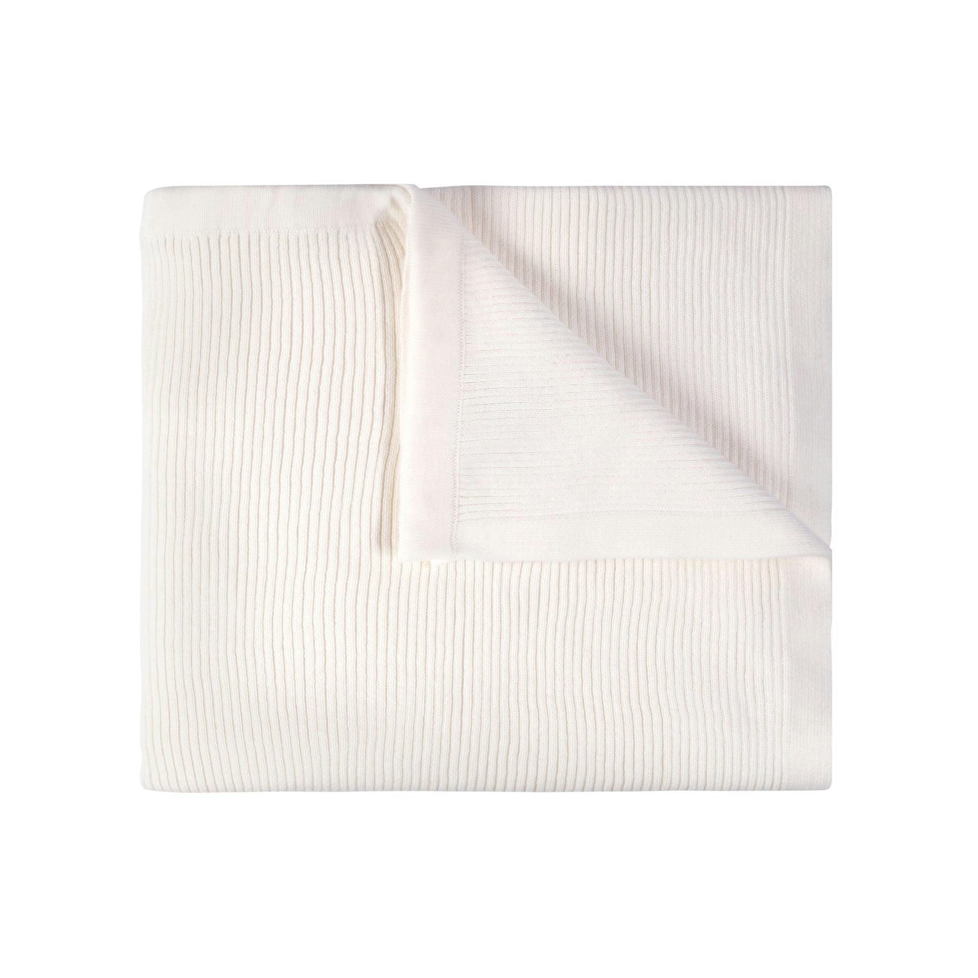 Ribbed Knit Blanket Ecru