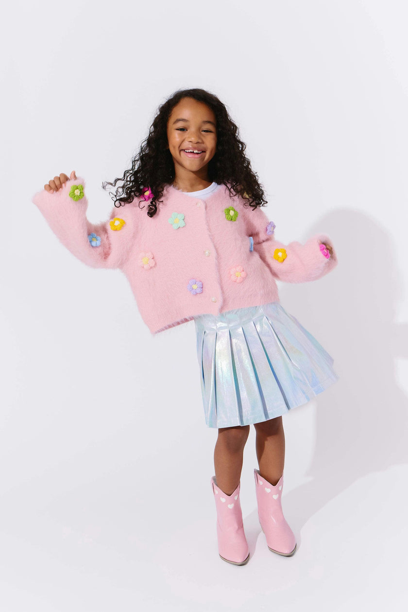 3D Rainbow Daisy Cardigan