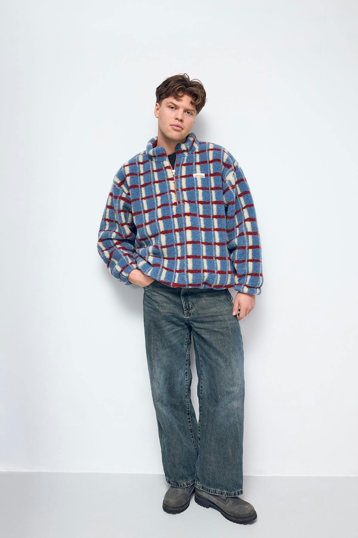 adult merino wool kangaroo jacket - shadow blue