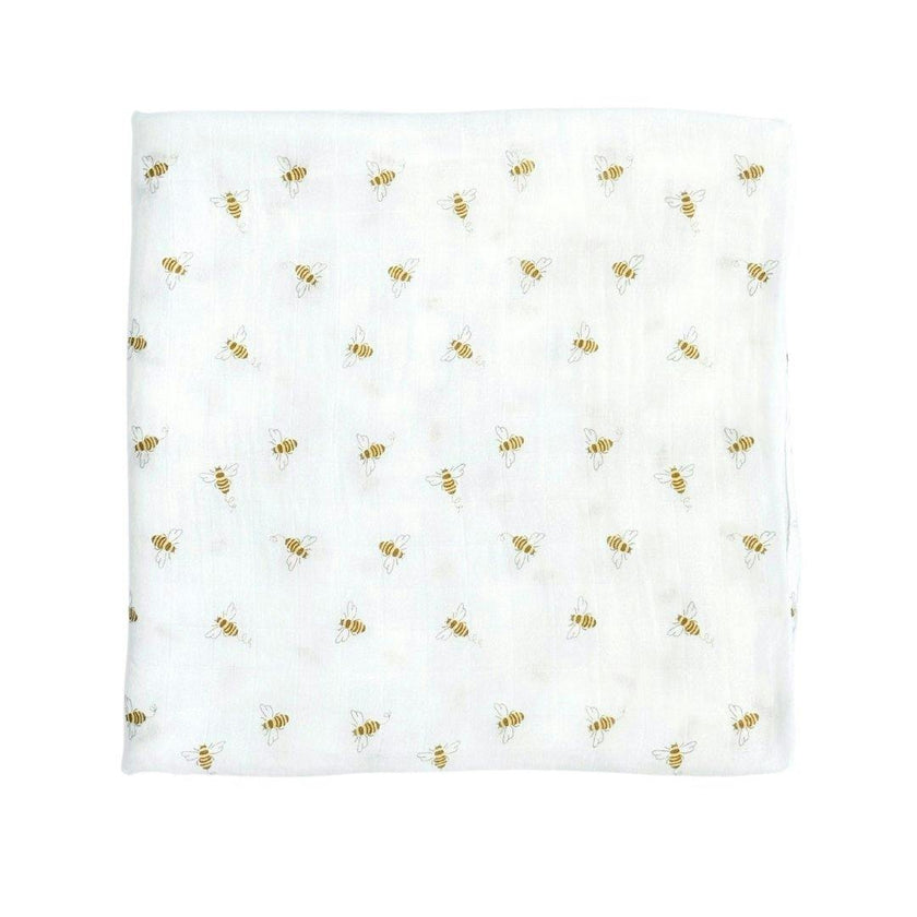 Bamboo Muslin Swaddle Blanket in Busy Bees