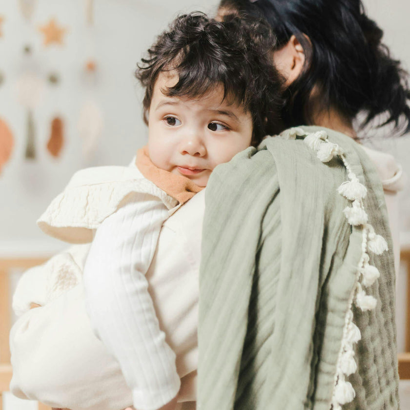 6-Layer Muslin Cotton Baby Blanket (Green Fern)
