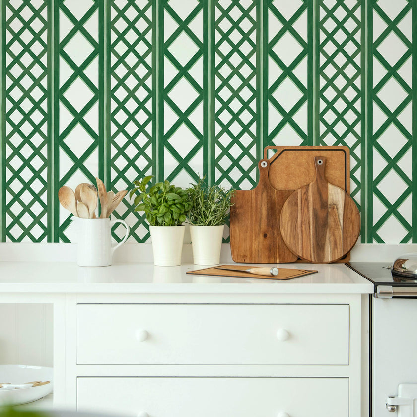 Papier peint TREILLAGE coloris Vert