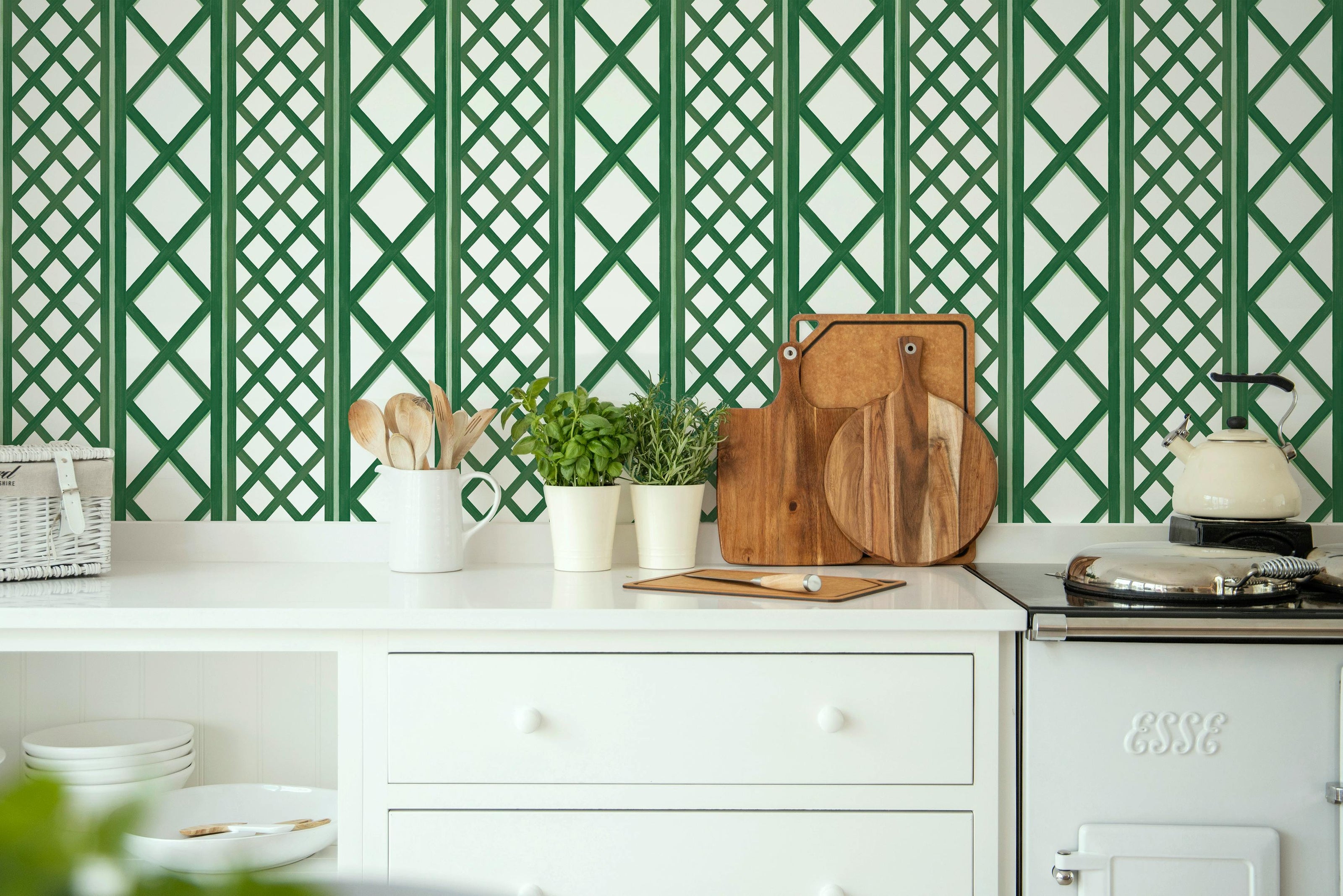 Papier peint TREILLAGE coloris Vert