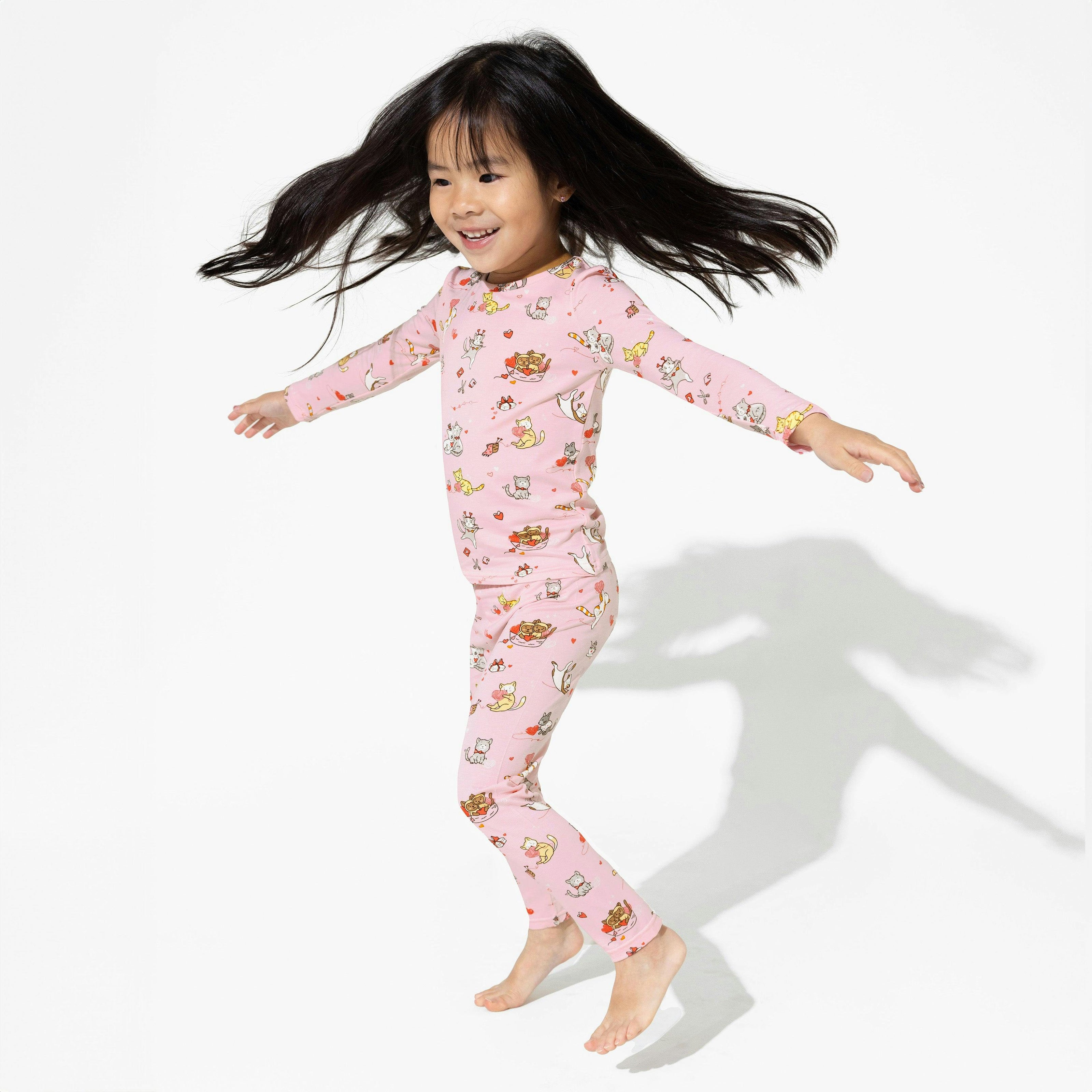 Valentines Kittens Bamboo Kids Pajamas