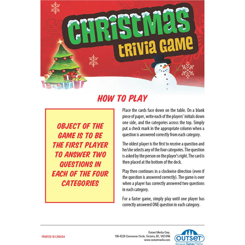 Outset Media Christmas Trivia Game
