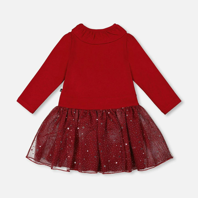 Bi-Material Dress with Glittering Skirt