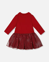 Bi-Material Dress with Glittering Skirt