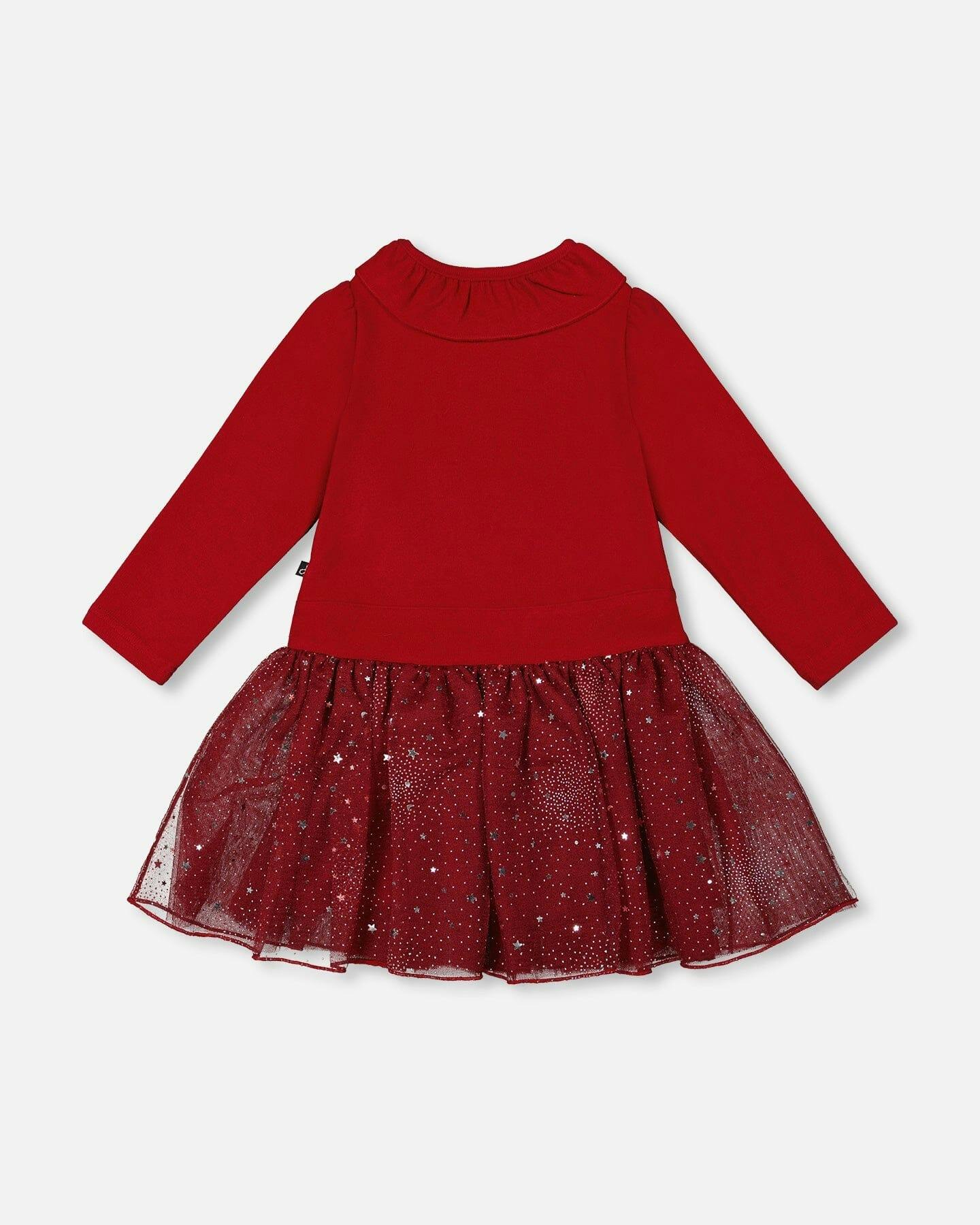 Bi-Material Dress with Glittering Skirt