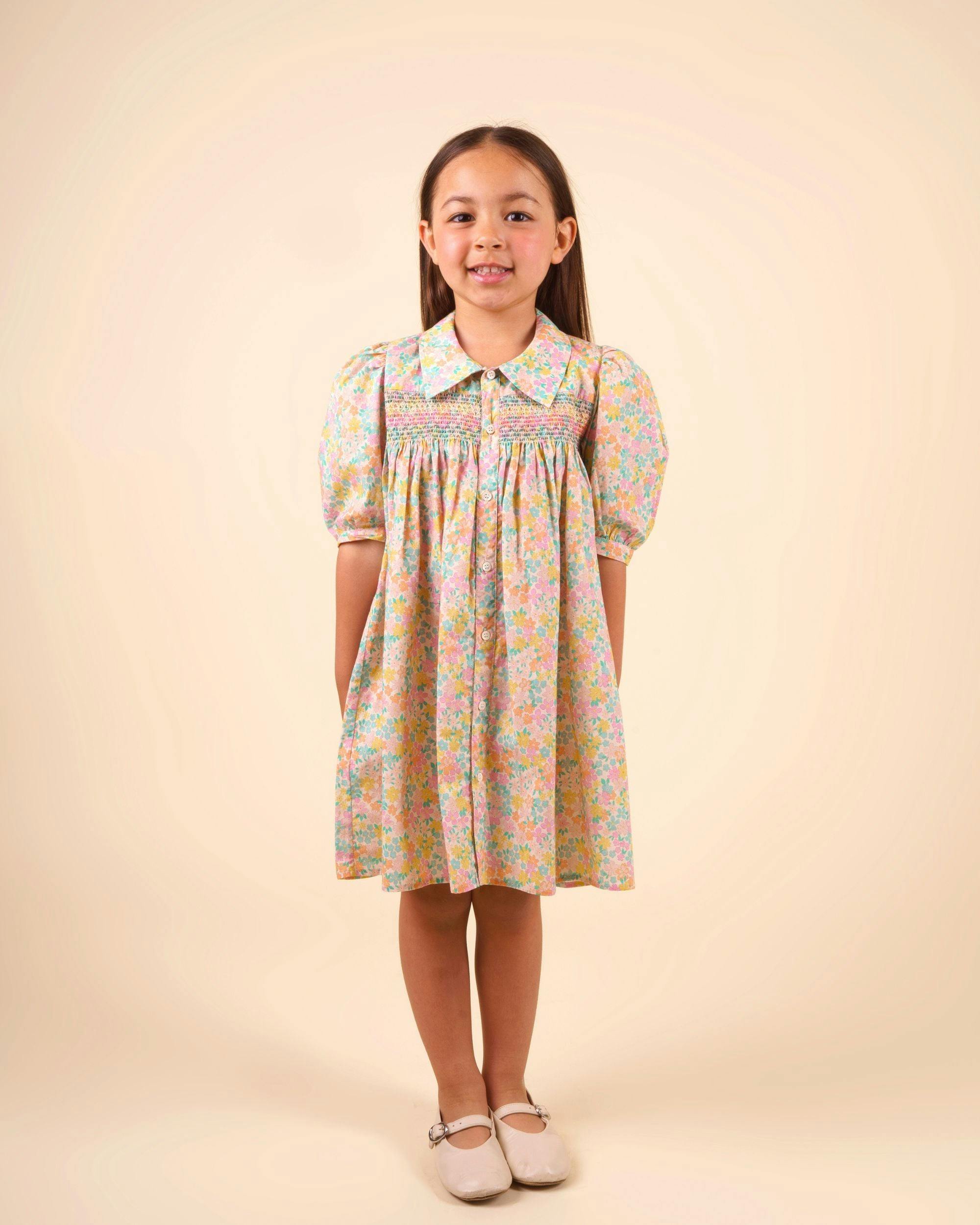 Jane Dress - Emma Floral Mint print