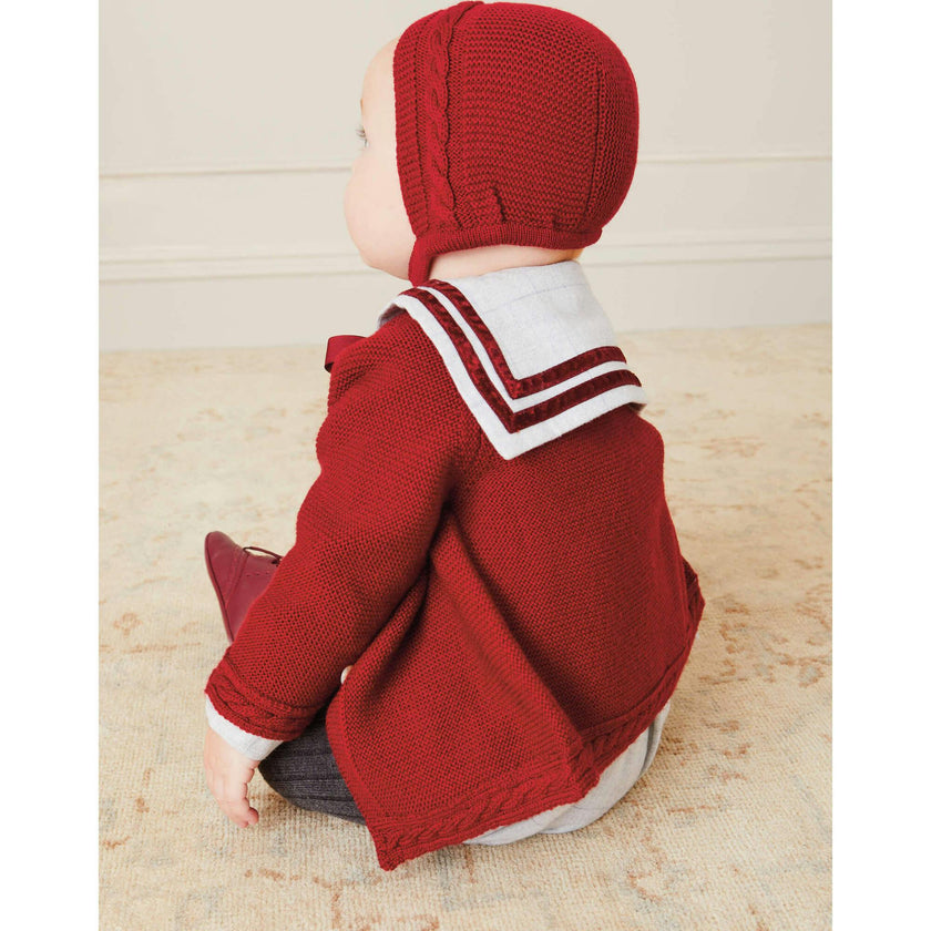 Cable Detail Knitted Bonnet In Red (S-L)
