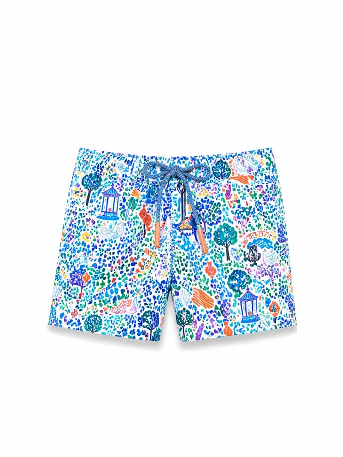 Boys' swim shorts, blue print | BLOOM