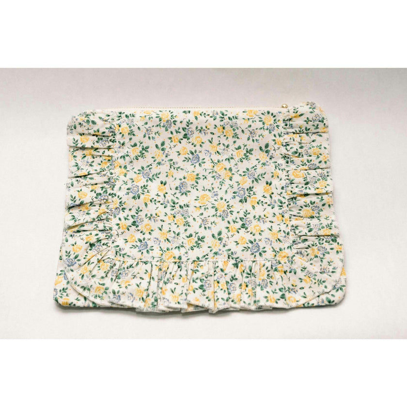 Buttercup Bloom Timeless Floral Ruffle Zipper Pouch