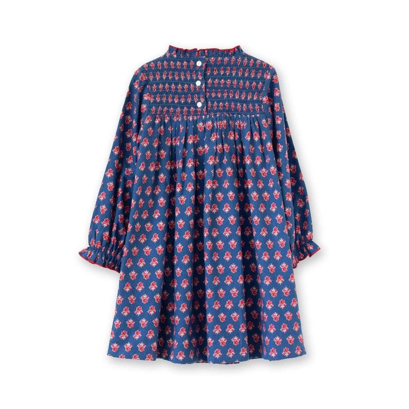 Girls All-Over Print Smocked Long Sleeve Dress