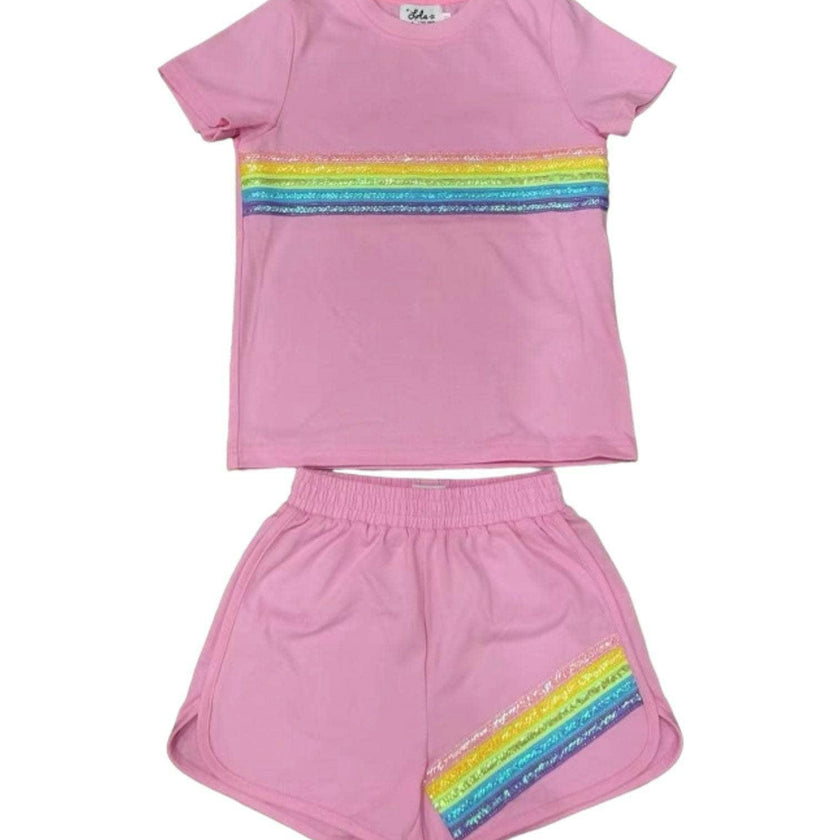 Rainbow Sequin Short Set Lavender