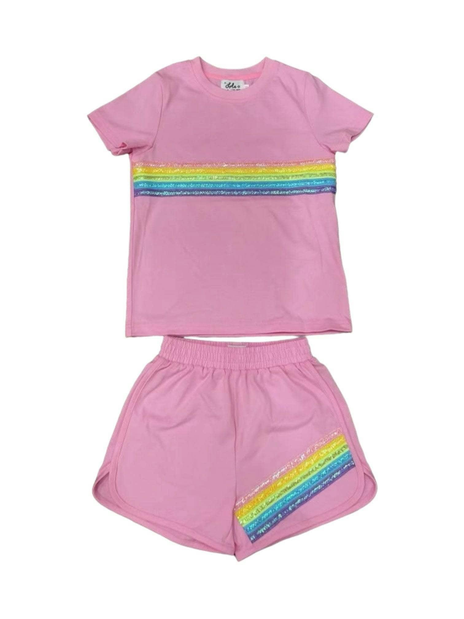 Rainbow Sequin Short Set Lavender