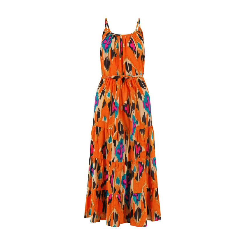 Sabine Womens Maxi Dress Fiesta Sunset Ikat, Fiesta Sunset Ikat