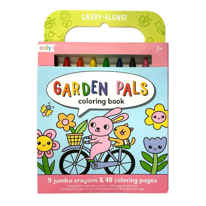 Carry Along! Coloring Book and Crayon Set - Garden Pals - Set of 9 Crayons