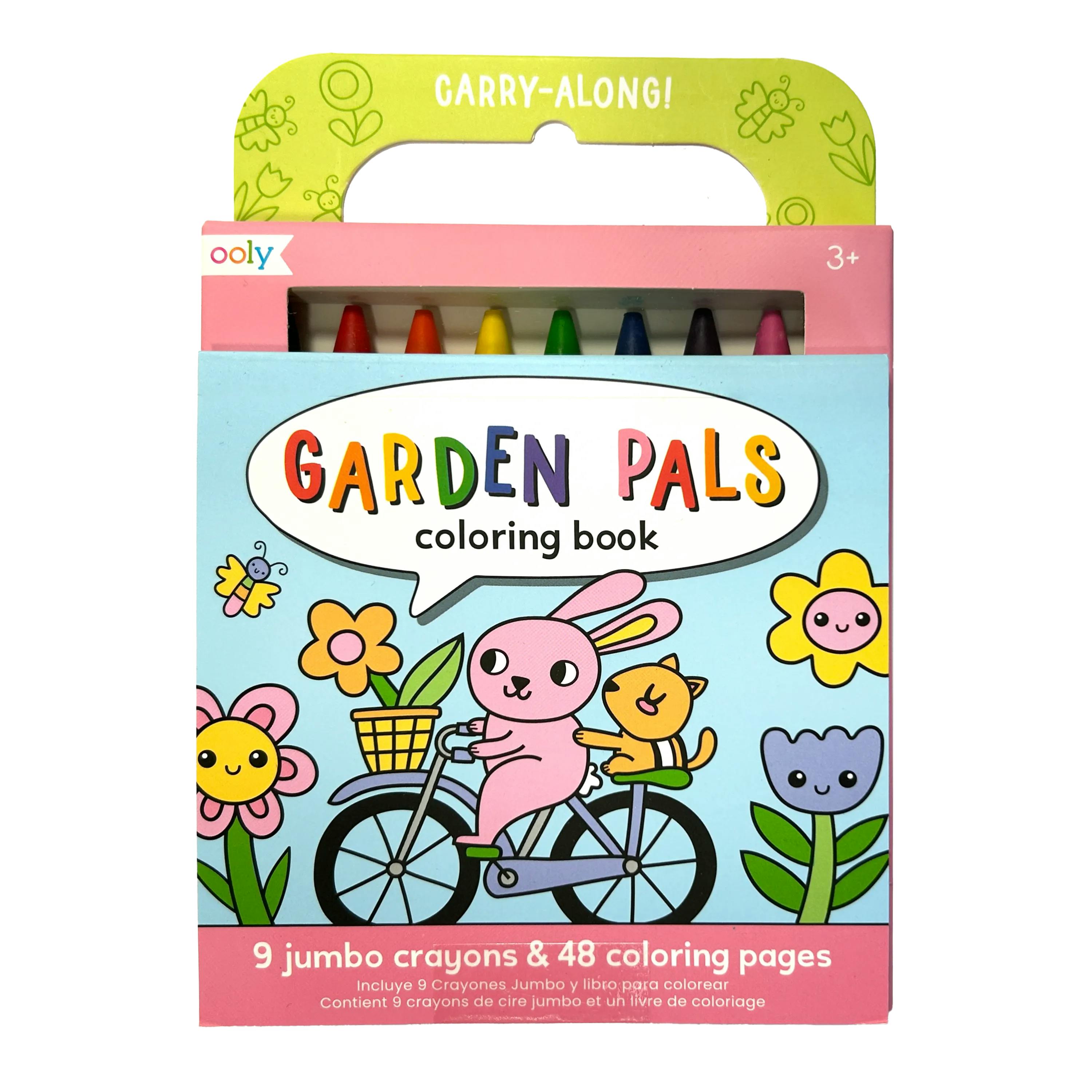 Carry Along! Coloring Book and Crayon Set - Garden Pals - Set of 9 Crayons