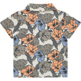 Hawaiian Print Button Up Short Sleeve Top