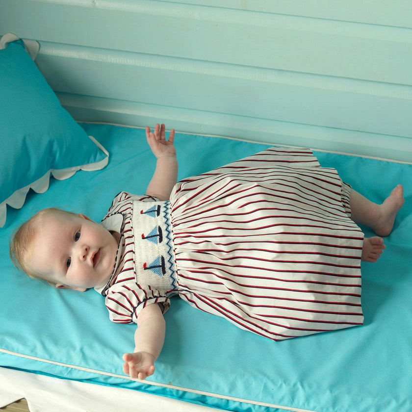 Sailboat Smocked Stripe Dress and Bloomers