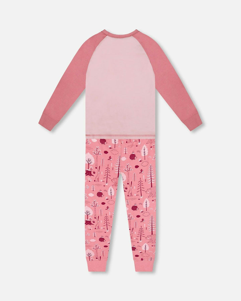Organic Cotton Two-Piece Pajamas Pink Forest