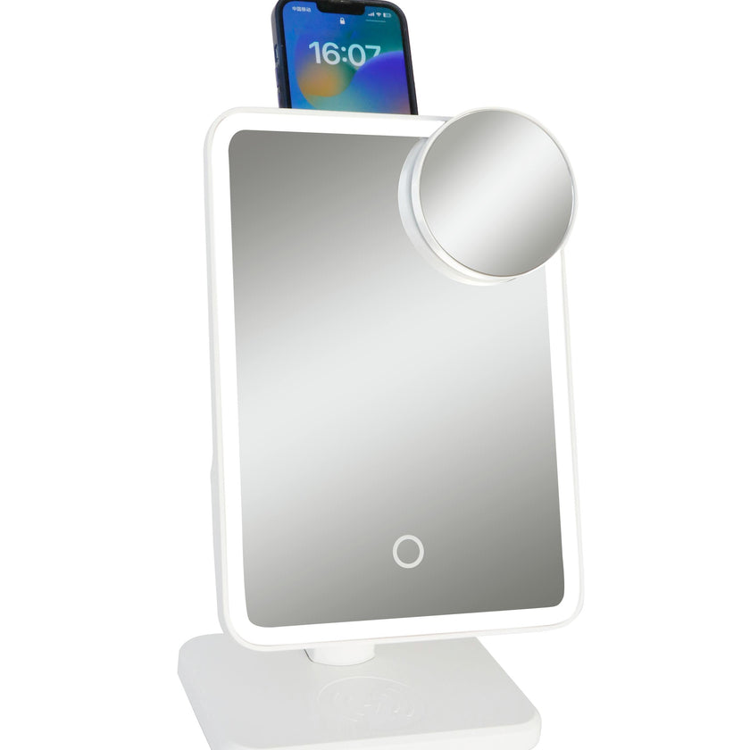 Glam Studio Vanity Mirror and Bluetooth Speaker-White