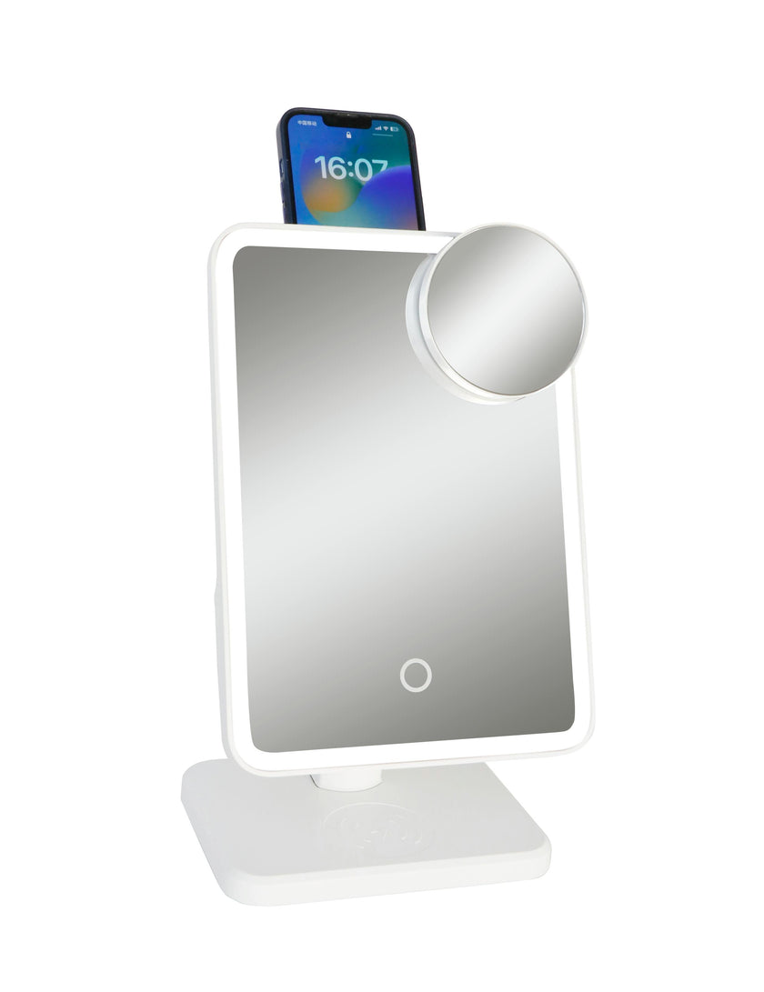 Glam Studio Vanity Mirror and Bluetooth Speaker-White