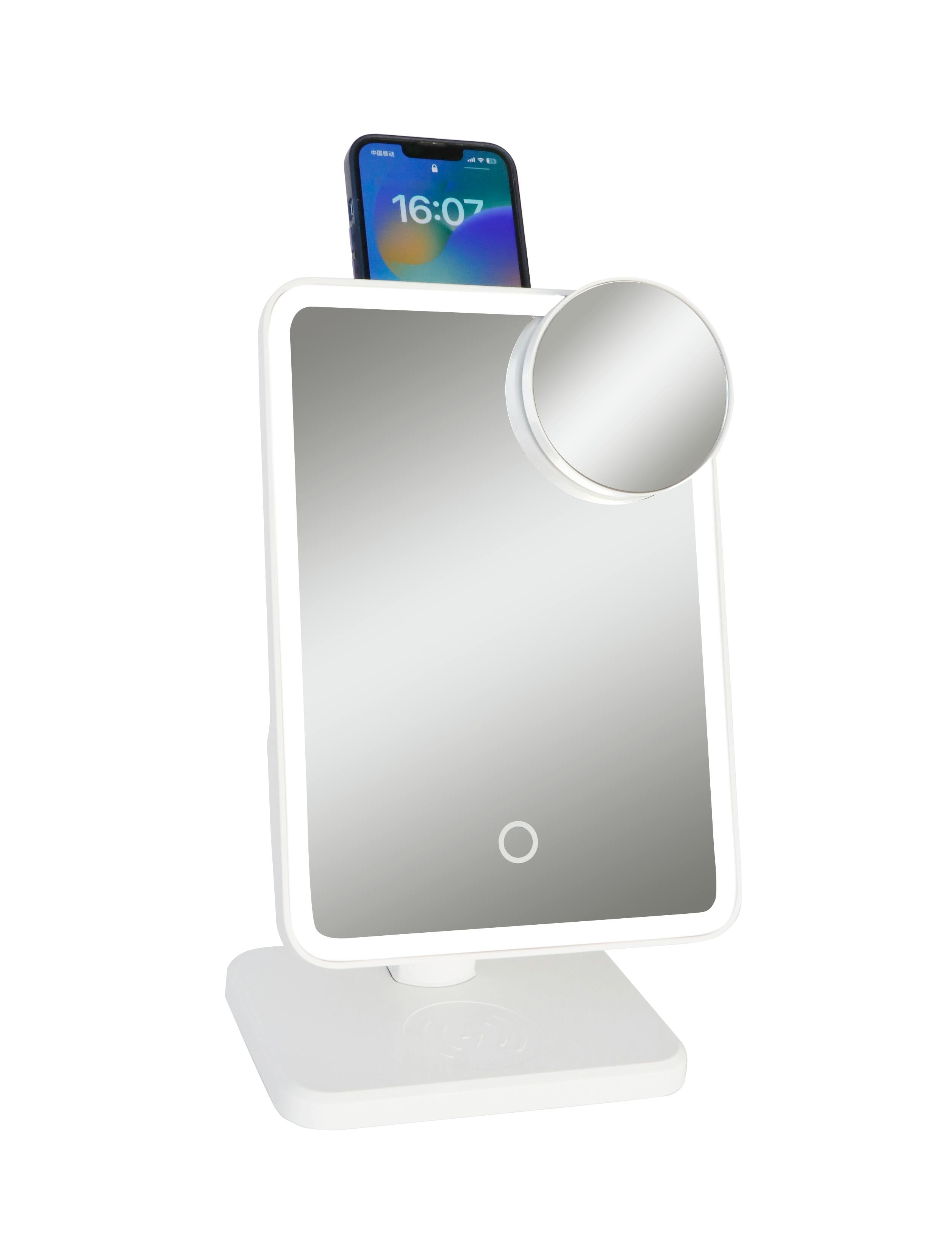 Glam Studio Vanity Mirror and Bluetooth Speaker-White