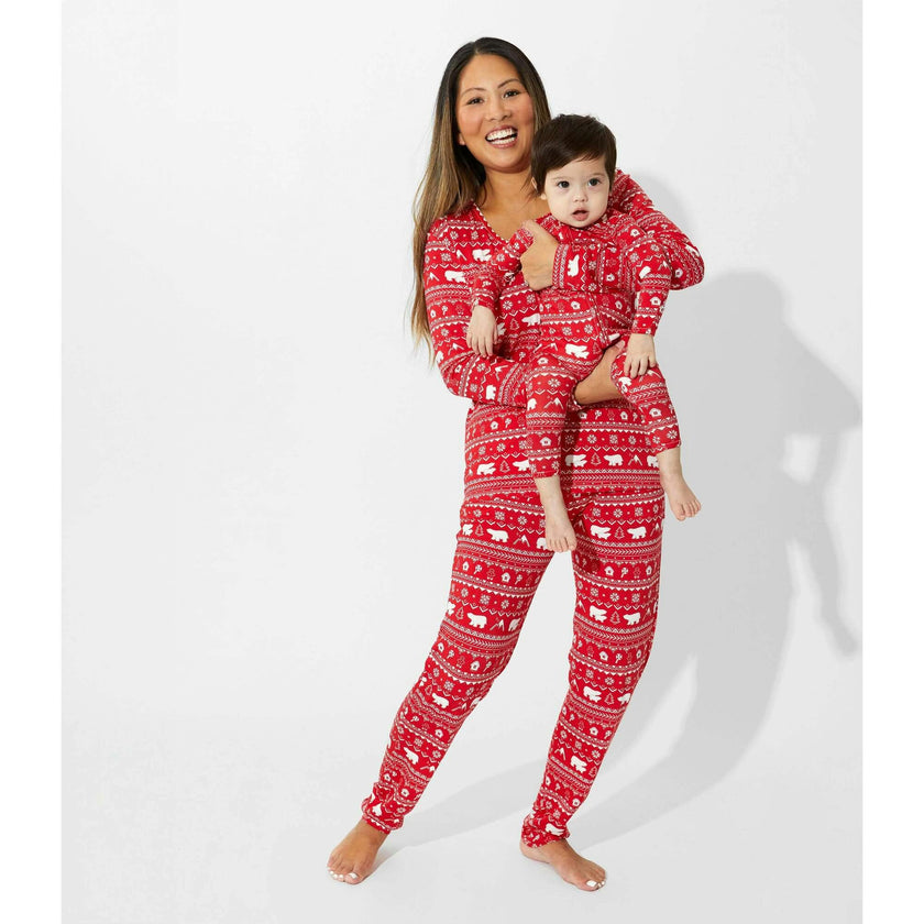 Polar Isle Red Bamboo Women's Pajama Set