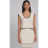ZARIA CROCHET TOP | IVORY W/ BLACK TIPPING