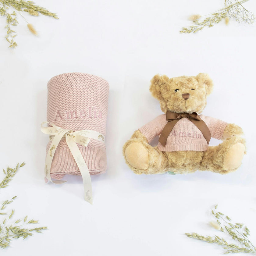 NEW BABY BLANKET AND TEDDY