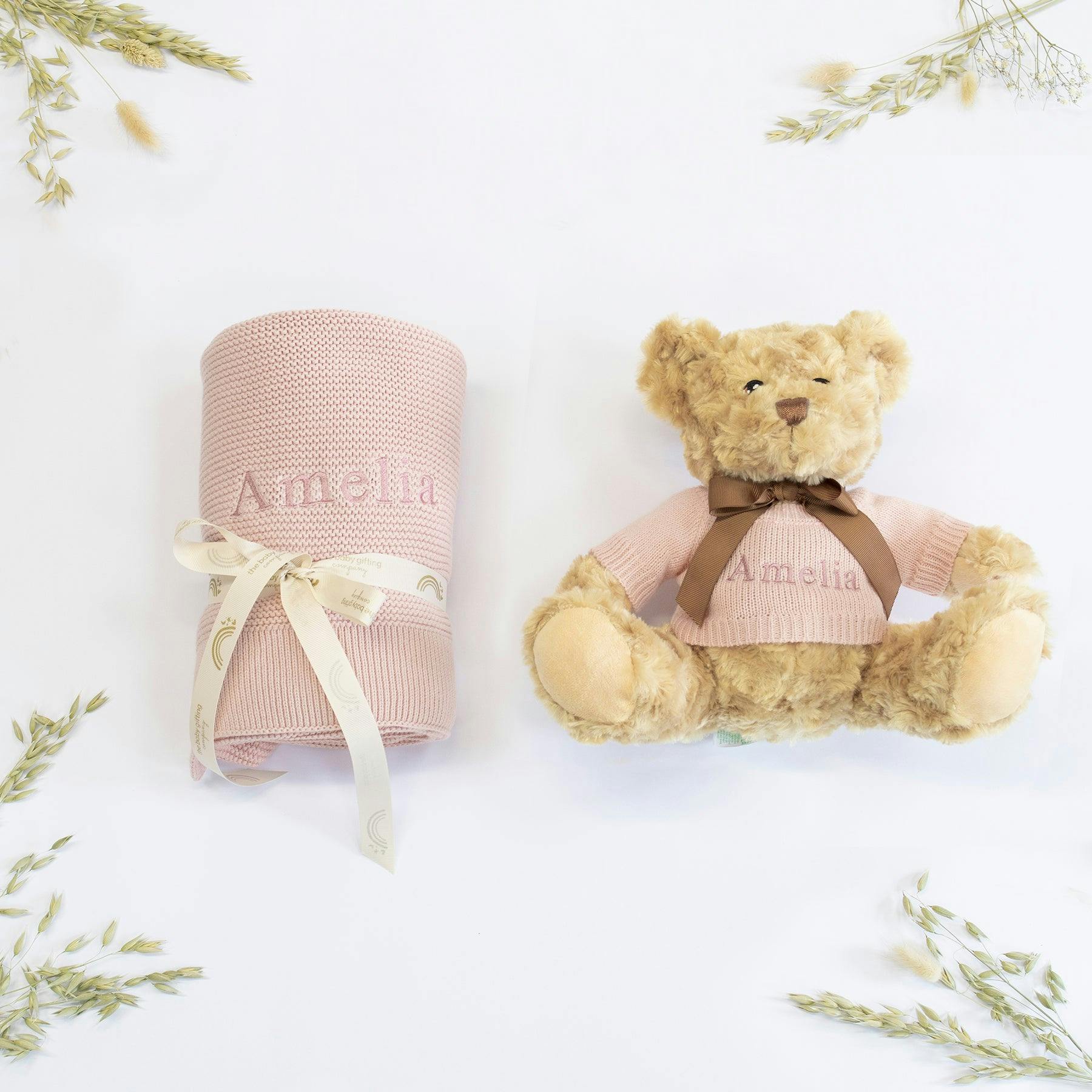 NEW BABY BLANKET AND TEDDY