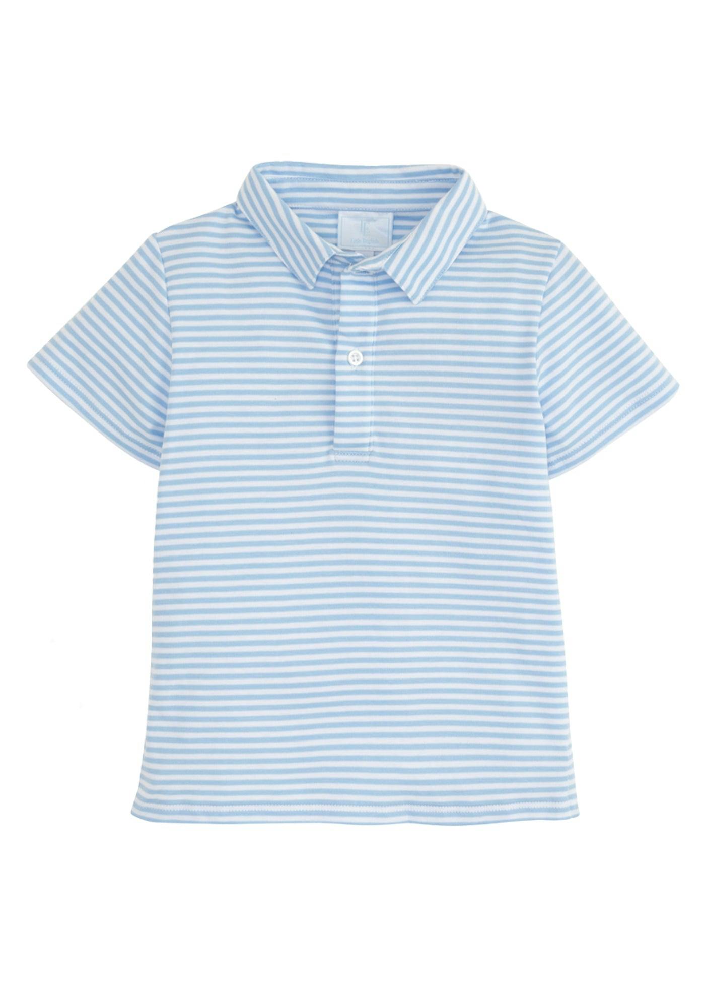 Short Sleeve Polo - Light Blue Stripe