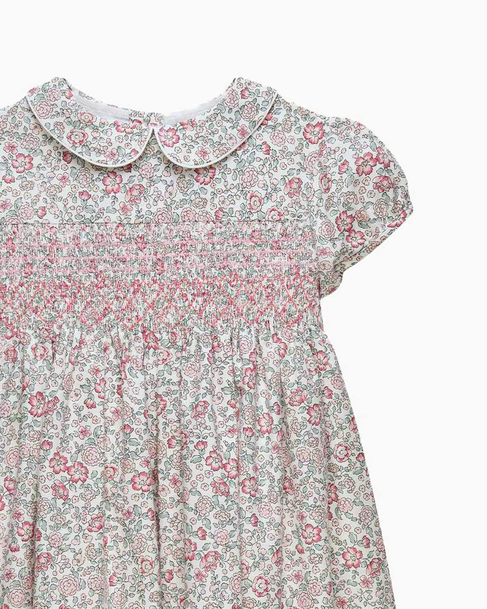 Arabella Floral Smocked Dress in Pink