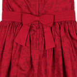 Organic Puff Sleeve Sateen Party Dress, Red