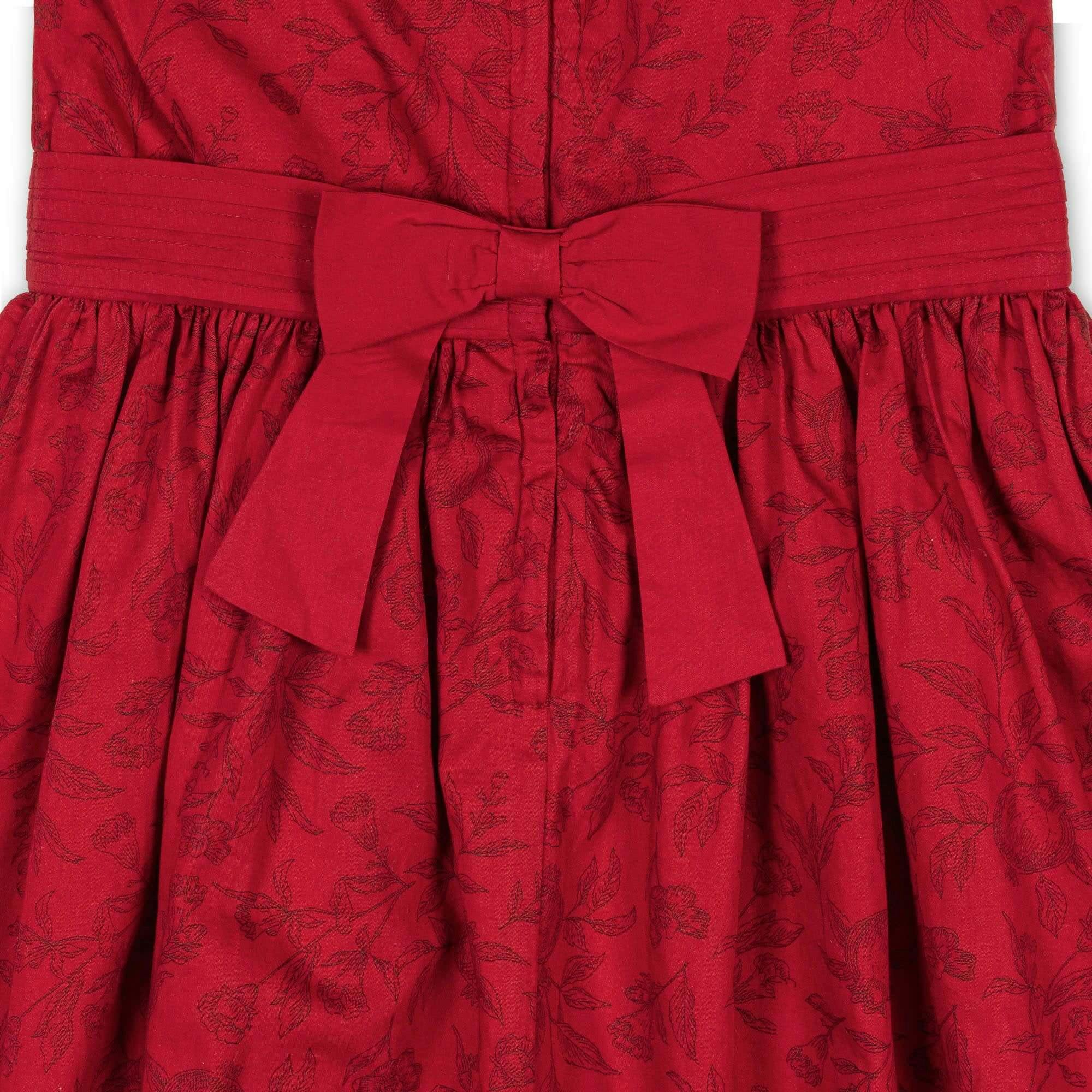 Organic Puff Sleeve Sateen Party Dress, Red