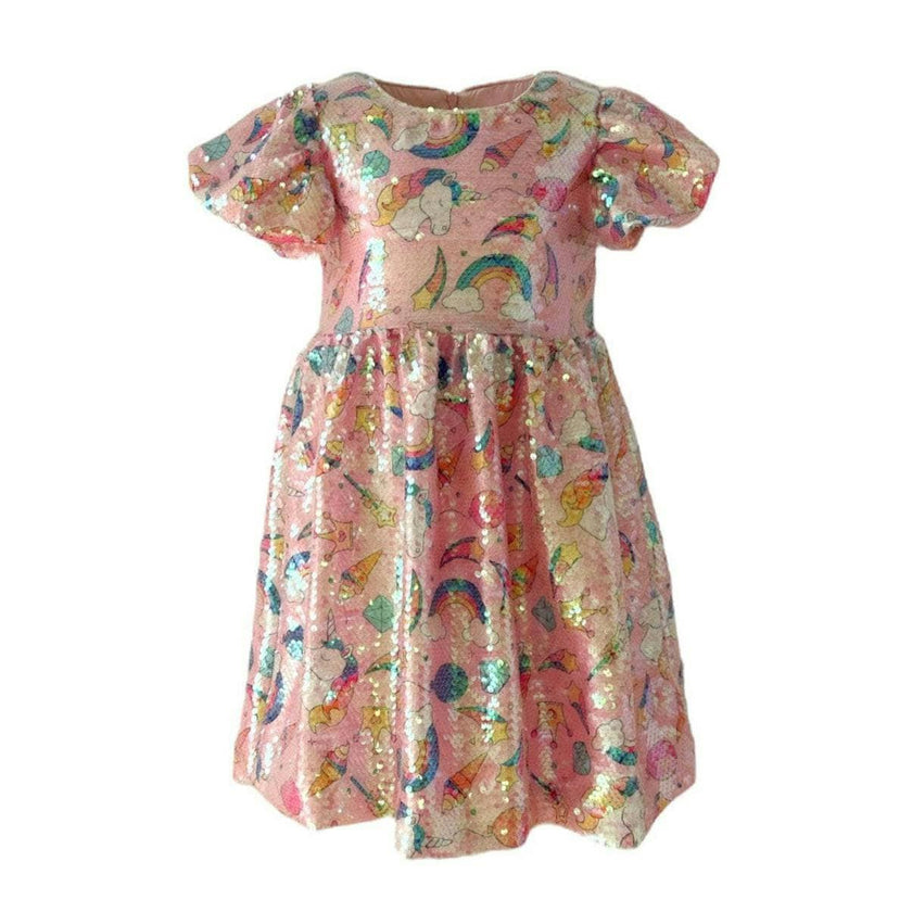Dream Sequin Short Puff Sleeve Dress