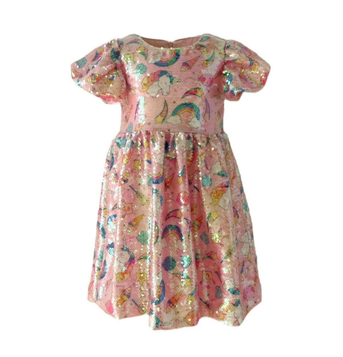 Dream Sequin Short Puff Sleeve Dress