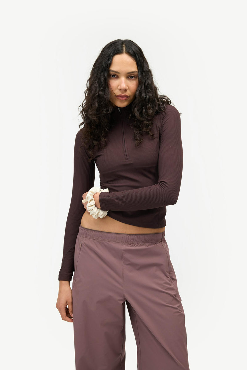 Julie Quarter Zip Top, Americano
