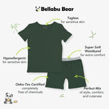 Pine Green Bamboo Kids Pajama Short Set