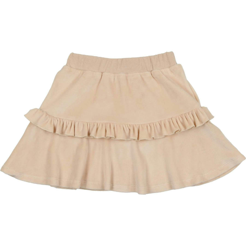 Velour Tired Ruffle A-Line Short Skirt