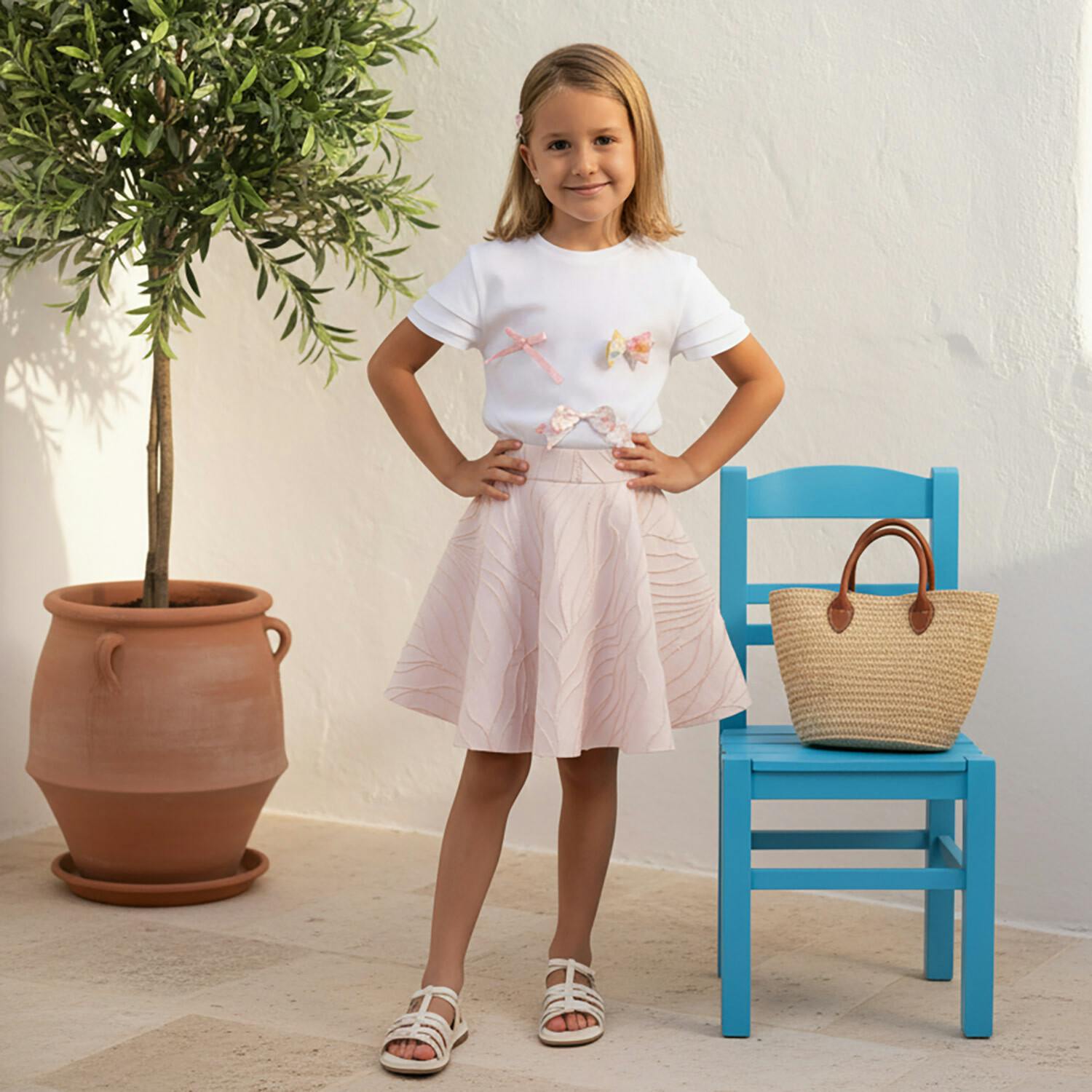Felicia Girl Skirt, Pink Wavy Glitter