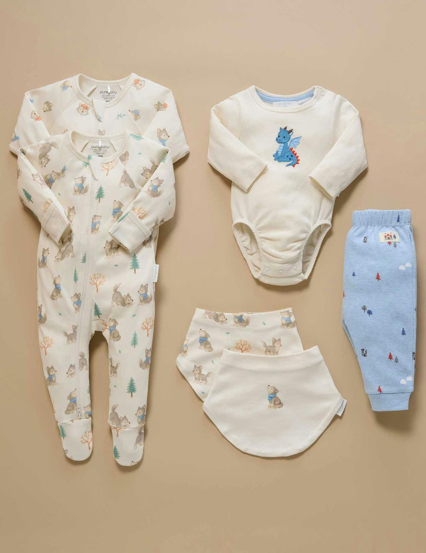 Printed Zip Growsuit Pack Wolf Cub Print